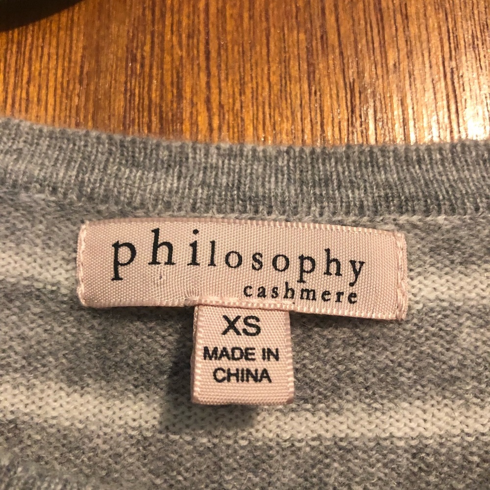 Philosophy Gray and White Striped Cashmere Sweater - Picture 5 of 11